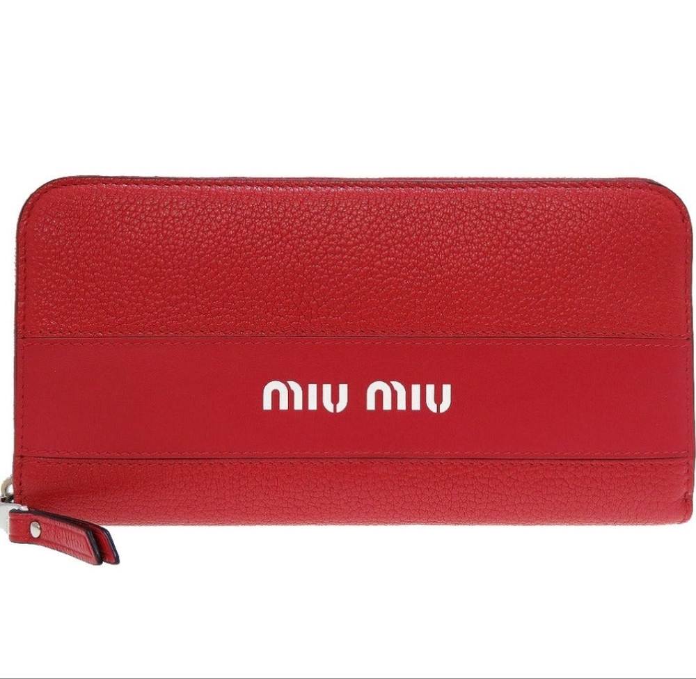 MIU MIU Long Wallet Leather Red